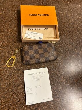 Louis Vuitton Damier Ebene Key Pouch with Gold Hardware